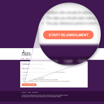 Pension re-enrolment dashboard, full run system start screen