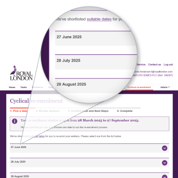 Selecting pension re-enrolment date using the full run system