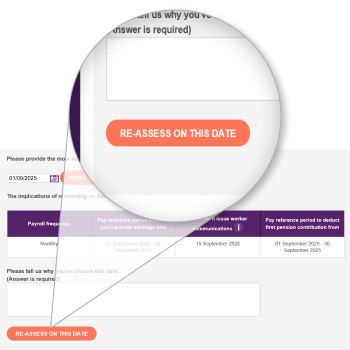 Selecting a re-assessment date in the full run system