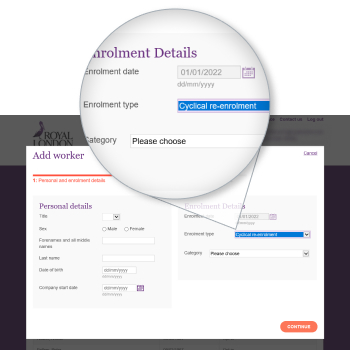 Manually add an employee by selecting cyclical re-enrolment