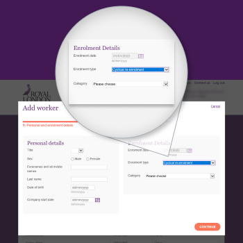 Manually add an employee by selecting cyclical re-enrolment