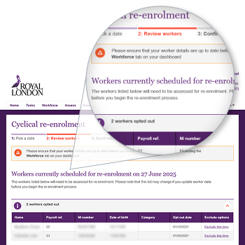 Reviewing employees for auto re-enrolment in the full run system