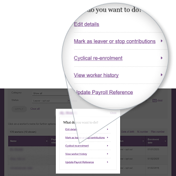 Re-add employees by selecting their name and cyclical re-enrolment