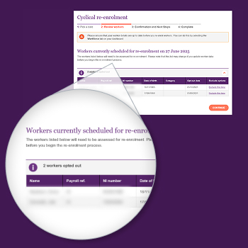 Reviewing employees for auto re-enrolment in the full run system