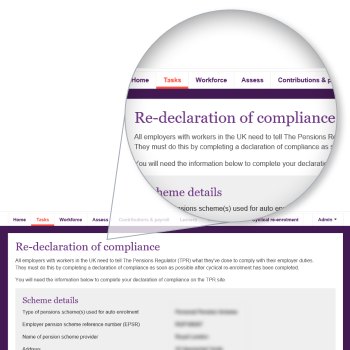 Completing re-declaration of compliance for workplace pension re-enrolment